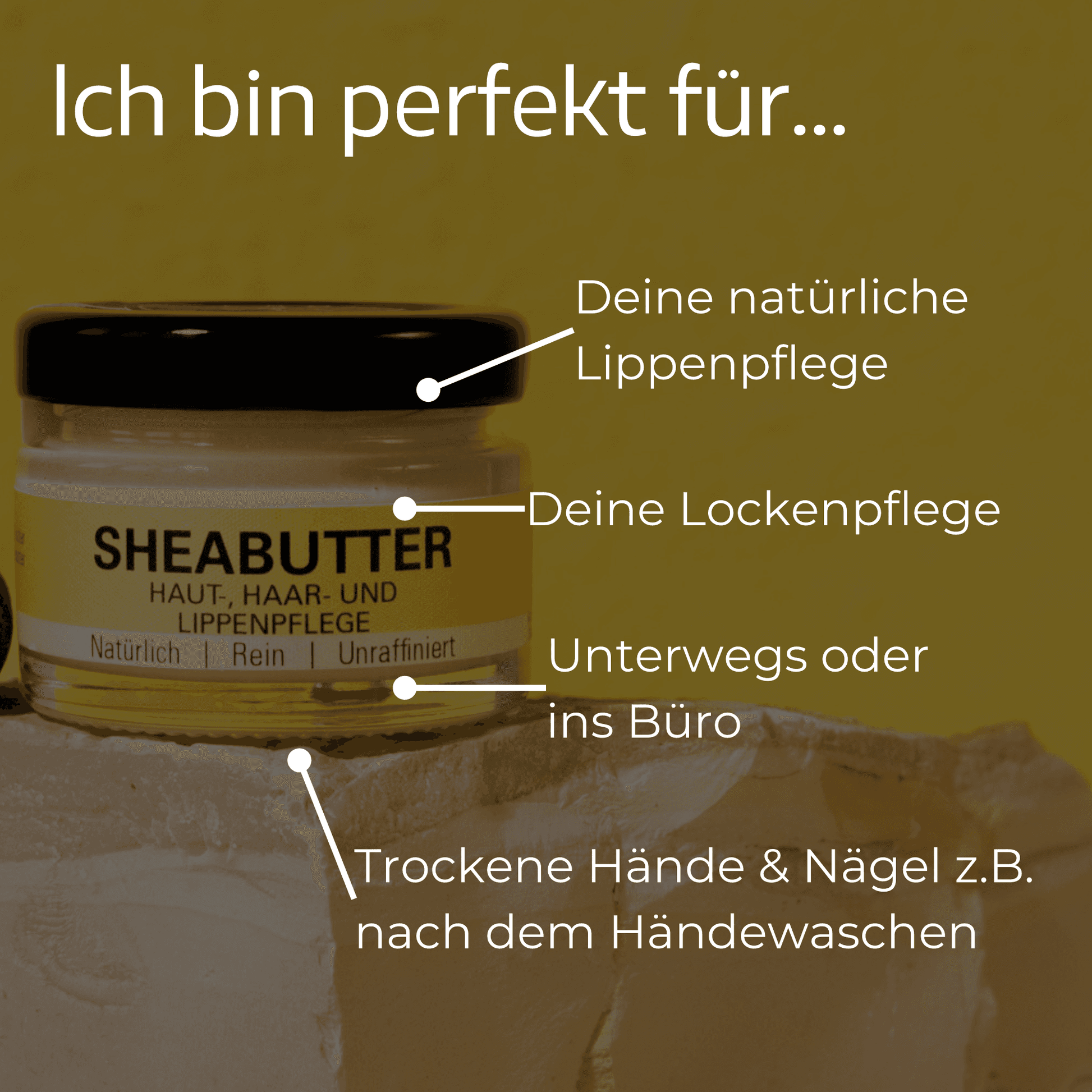 Sheabutter im Glastiegel mit Anwendungstipps