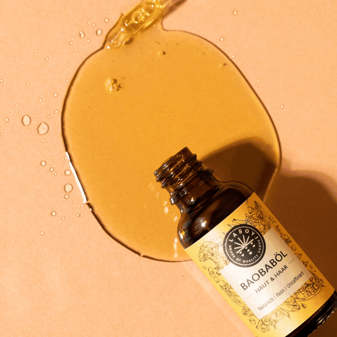 Offene Baobabölflasche mit Baobab Öl